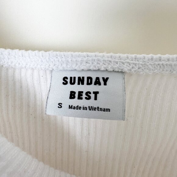 Aritzia Ruffle Strap Knit Firecracker Bodysuit Tank Top Blouse Elevated Basic - Picture 8 of 11